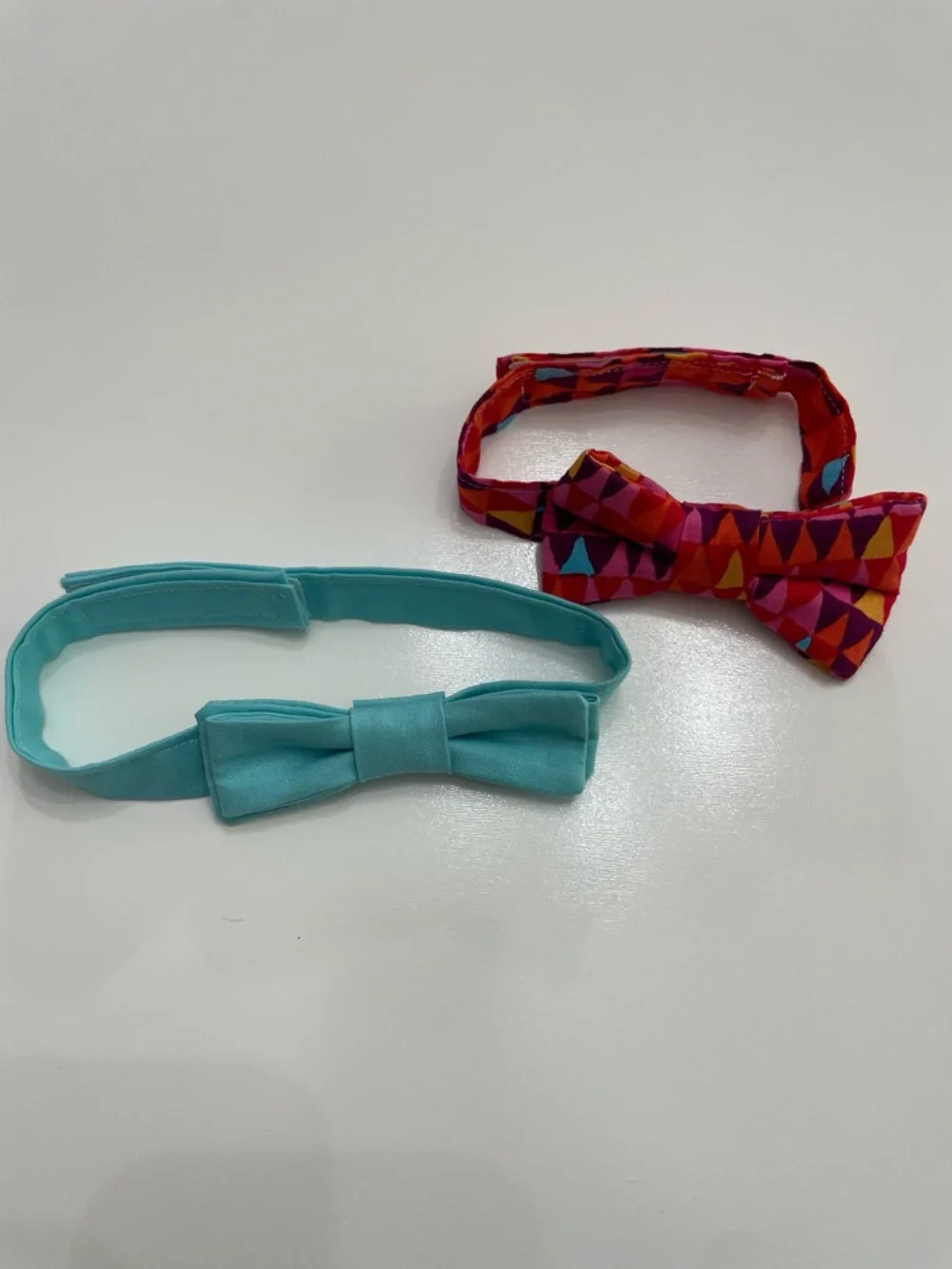 Summer Multicolor Geometric Bow Tie & Light Blue Bow Tie